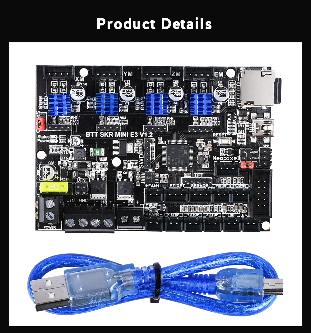 BIGTREETECH SKR MINI E3 V1.2 Motherboard Integrated TMC2209 UART 32Bit for Ender3 3D Printer Control Board RGB Panel VS SKR V1.3