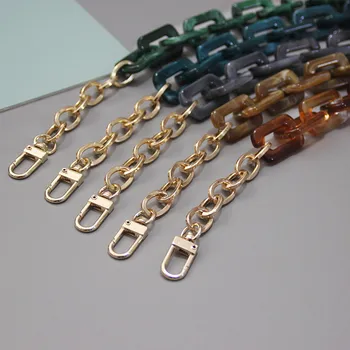 

New Women DIY Clutch Chain Lady Handbag Accessory Chain Detachable Replacement Leopard Amber Green Color Strap