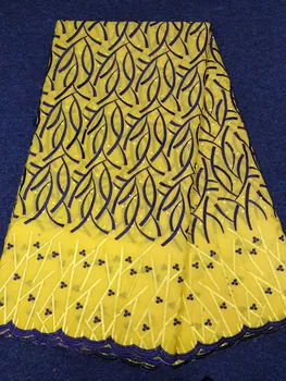 

gold thread embroidery cotton lace fabric 5yards african swiss voile lace fabric good quality cotton lace for dress F1qzMA151