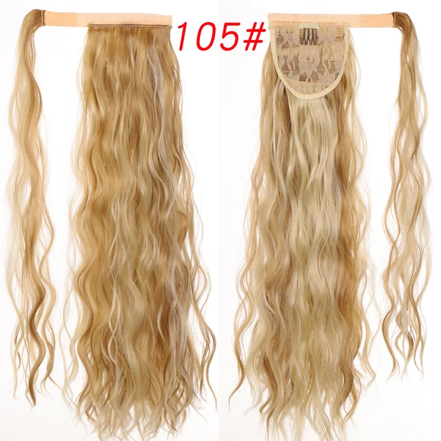 MSTN 24 Inches Long Synthetic Straight Ponytails for Women Natural Clip In Ponytail Hair Extension Hairpieces Blonde Fake Hair SW122-105