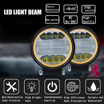

2x 4"inch LED Round Work Light 144W Spot Flood Driving Fog Lamp SUV ATV Offroad