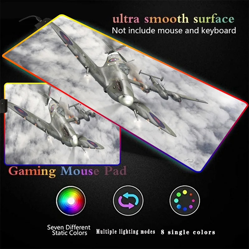 

Aircraft RGB LED Mouse Pad Large Mouse Pad USB Wired Lighting Gaming Gamer Mousepad Keyboard Colorful Luminous for PC Mice Mat