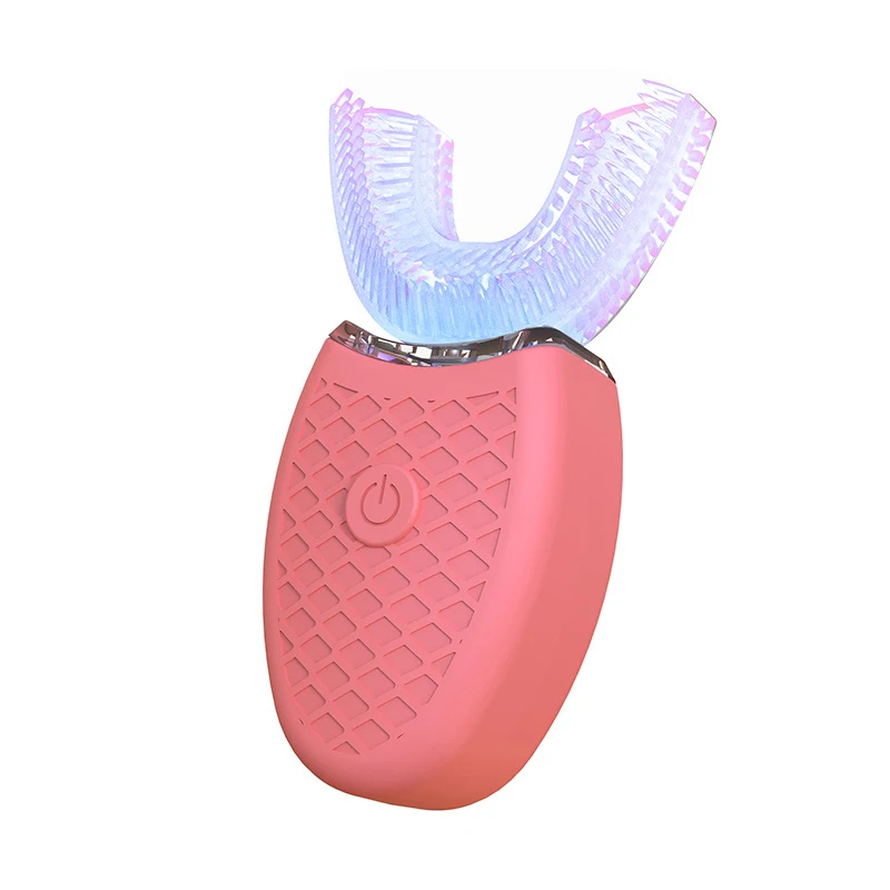 Новинка 360 градусов U тип электрическая зубная щетка ленивый автоматический звуковой зуб зубы щетка отбеливающая щетка для чистки инструментов уход за полостью рта - Цвет: Розовый