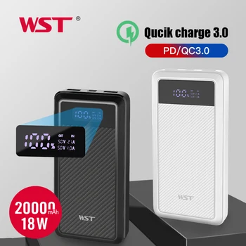 

WST 20000mAh Power Bank Portable Charger External Mobile Battery Quick Charge with LCD Display for iPhone Xiaomi Fast Charging