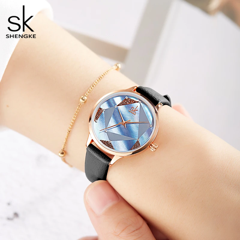 Koop Shengke Creatieve Vrouwen Horloges Lederen Polshorloge Reloj Mujer 2020 Sk Dames Quartz Horloge Klok Montre Femme # K0117