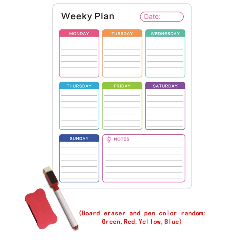 DIY Magnetic Weekly & Monthly Planner Whiteboard Fridge Sticker Reusable Daily Message Drawing Refrigerator Bulletin White Board | Дом и