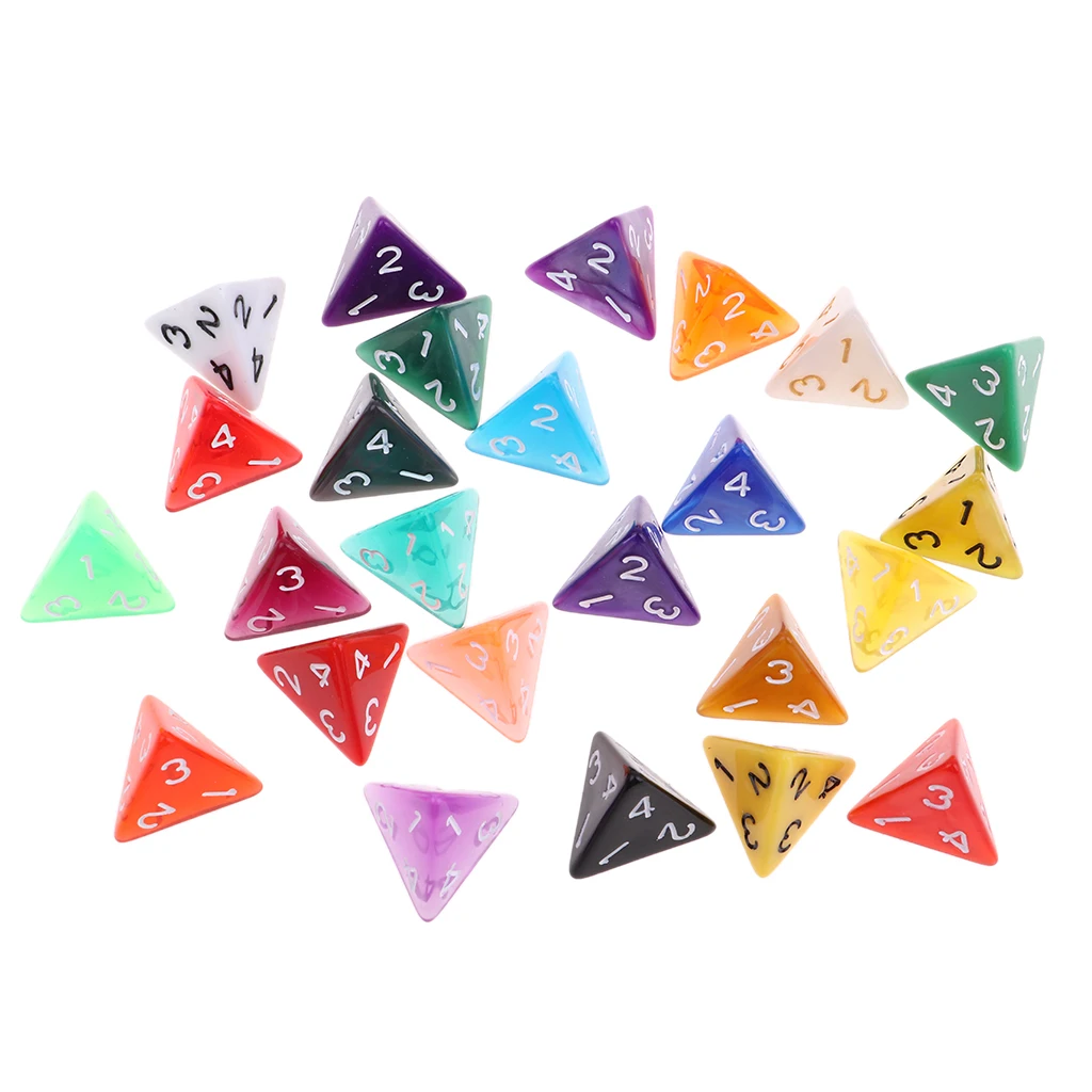25Pc Plastic D4 Dices for Dungeons &Dragons D&D TRPG Adults Pub Bar Fun