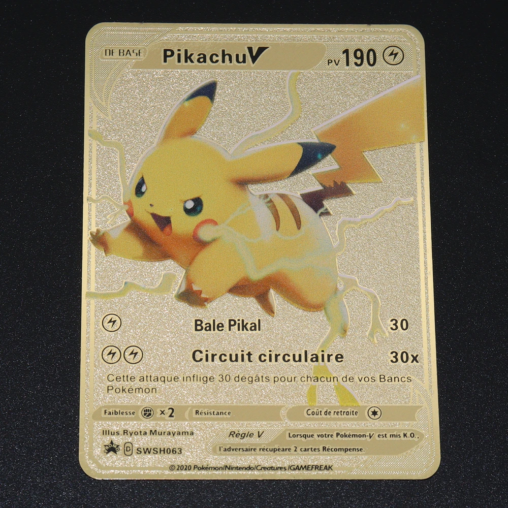 Pokemon Iron Shiny Cards English Charizard Mewtwo Pikachu Metal Cards Vmax Metal Gold Pack Game Collection Cards Gift Kids