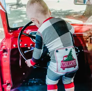 

Pudcoco 2020 Christmas PP Romper Newborn Baby Boy Girl Xmas Tree Print Jumpsuit Long Sleeve Big Plaid Playsuit Clothes