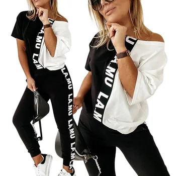 

2 Piece Set Tracksuit Women Workout Pants Tops Set Womens Lounge Wear Print Summer Clothes Two Piece Set Outfits jogging femme