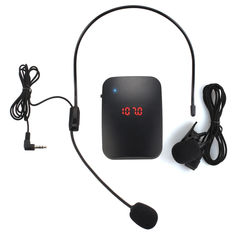 FM Wireless Microphone Transmitter with Headset Mic Lapel Mic for Teacher Guide SP99