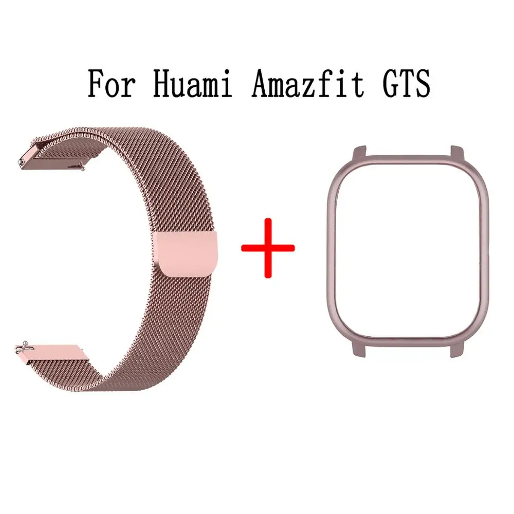 Для Xiaomi Huami Amazfit GTS Smart Watch Band 2в1 металлический браслет+ PC чехол для Amazfit GTS Миланский ремешок на запястье защитный чехол - Цвет: Package 1