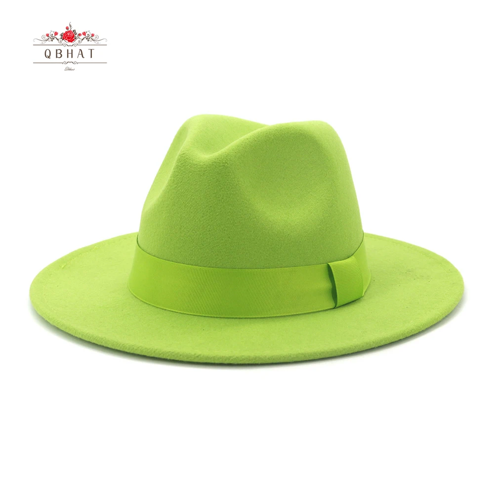 Warna Solid Wol Merasa Jazz Fedora Topi 