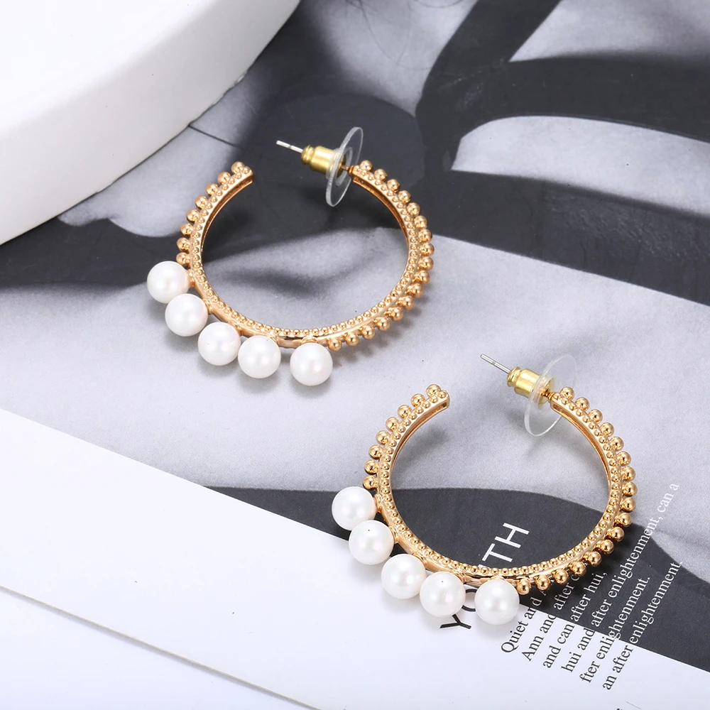 Изящные Жемчужные женские серьги-кольца золотого и серебряного цвета, повседневные аксессуары для девочек, подарок на Рождество, корейские модные ювелирные изделия