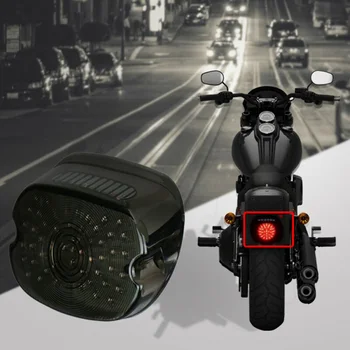 

High QualityLED Tail Light Brake Turn Signal For Harley Tour Road King Glide Dyna Smoke Lens License Plate Light Lay Down Style