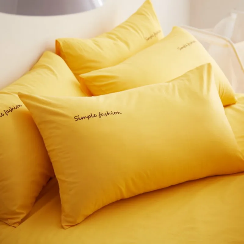 

Embroidery high quality 100% Cotton Solid Color Bed Pillow Cover 48*74cm Rectangular Pillowcase Sleeping Bedding Pillow Case