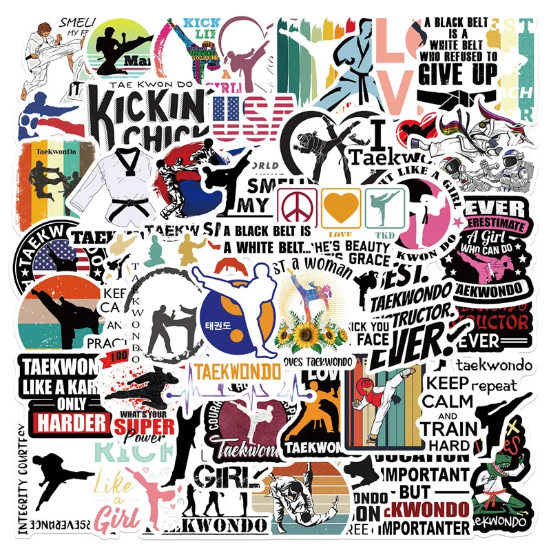 

50 PCS Martial arts graffiti waterproof cartoon sticker Taekwondo mixed sticker scooter bike mobile phone laptop travel bag