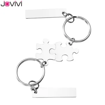 

Jovivi 2pcs Stainless Steel Key Chain Matching Puzzle Rectangle Dog Tag Keychains Key Ring Birthday Valentines Day Gift