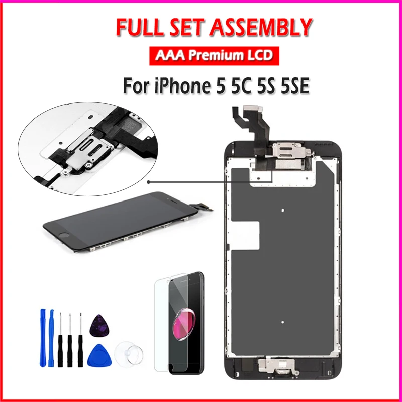 

Full Set for iPhone 5 5S 5C LCD Screen Complete Assembly Display Touch Digitizer Replacement Front Camera Home Button Installed