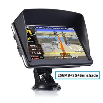

7 Inch Gps Navigator Portable Navigator 8GB-256MB+Sunshade Gps Navi Navigation Device Maps Truck Car Auto Touch Screen