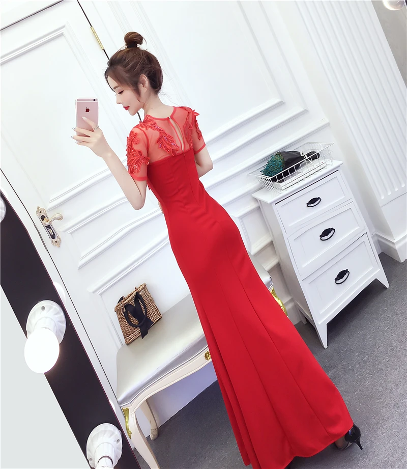 Платье подружки невесты, светильник синего цвета, красное, Vestido Azul Marino, длинное, для гостей, для свадебной вечеринки, для женщин, с вышивкой, с оборками, черное платье для ужина