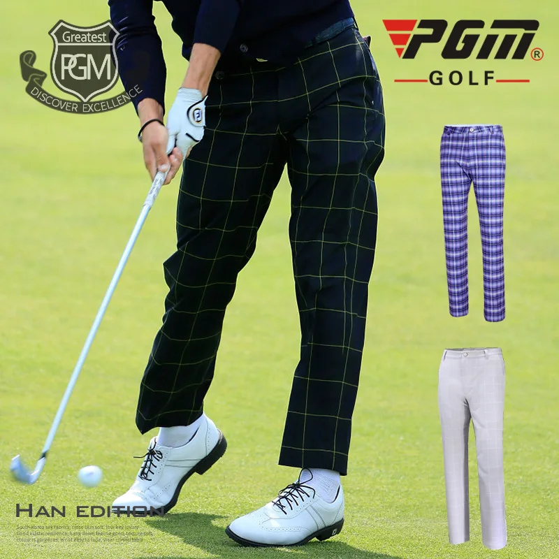 Men's Golf Pant Plaid Sports Golf Trousers High Elastic Durable Pants Male Breathable Casual Pant 4 Colors XXS-XXXL