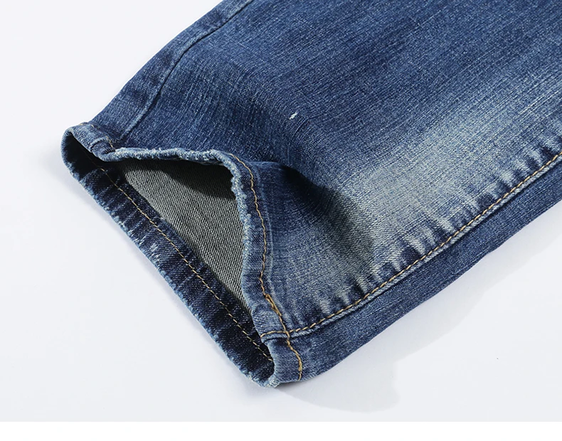Fashion Ripped Jeans Men Stretch Blue Streetwear Distressed Hip hop Mens jeans Regular Fit Male