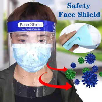 

1pc Safety Full Face Shield Mask Anti-Saliva Splash Anti-Spitting Anti-Fog Anti-Oil Protective Face Shields with Elastic Band