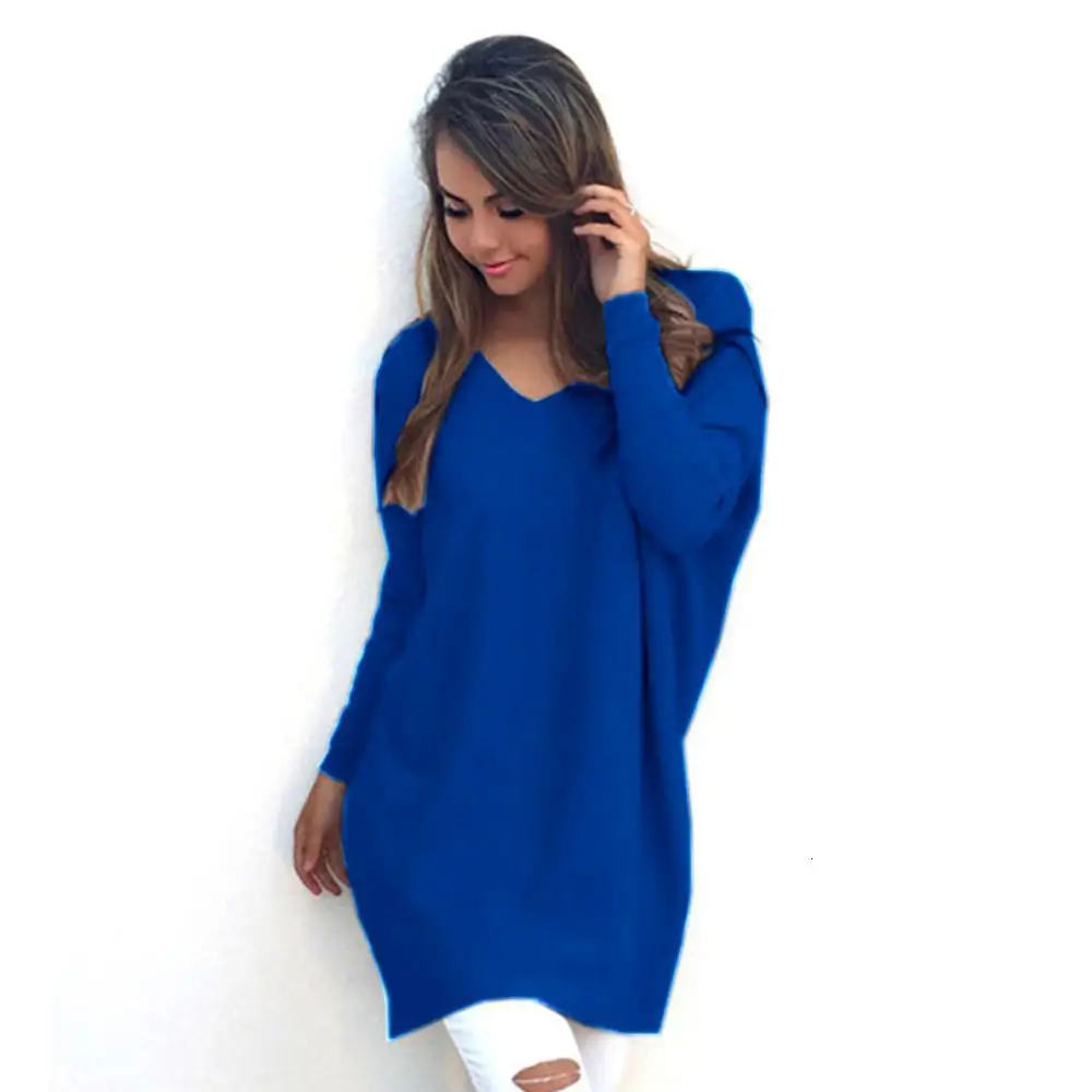 Basic 2019 V-neck Solid Autumn Winter Sweater Pullover Women Female Knitted Long Sleeve Sweater Loose Longtop Sleeves S Женский
