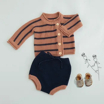 

0-3T Newborn Toddler Kid baby Girl Clothes set Winter Warm Knitted Sweater suit Elegant Long Sleeve Top shorts set Outfit
