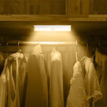 

10LED Motion Sensor Wardrobe Cabinet Wall Lamp Human Body Induction Home Bedroom Kichen Bedside Night Warm Light Table Lamps