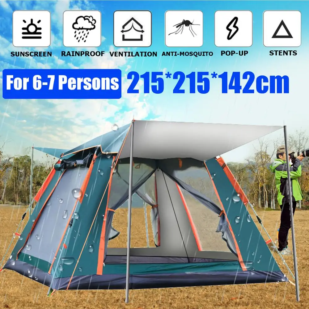 Schuine streep Turbulentie beddengoed 3 7 Personen Automatische Camping Tent Outdoor Ultralarge Grote Familie  Toeristische Tent Dubbele Laag Waterdichte Gemakkelijk Setup Wandelen  Tenten|Tenten| - AliExpress