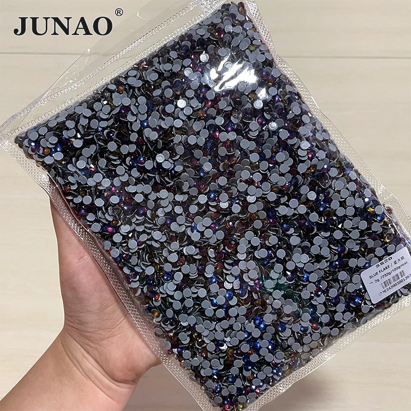 

JUNAO SS 6 10 16 20 30 Wholesale Glass Hotfix Rhinestone Flatback Iron On Crystal Stones In Bulk Package Hot Fix Strass Gems