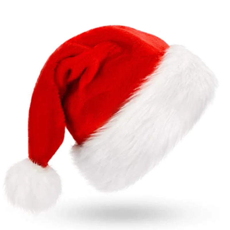 Christmas Santa Xmas Holiday Comfort Hat for Adults Kids Extra Thicken Classic Fur for Christmas New Year Festive Party Supplies