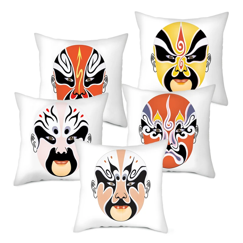 

Fuwatacchi Peking Opera Throw Pillows Pillow Cover Hand Painted Cushion Cover for Sofa Home Chair Pillowcases Decor 2019