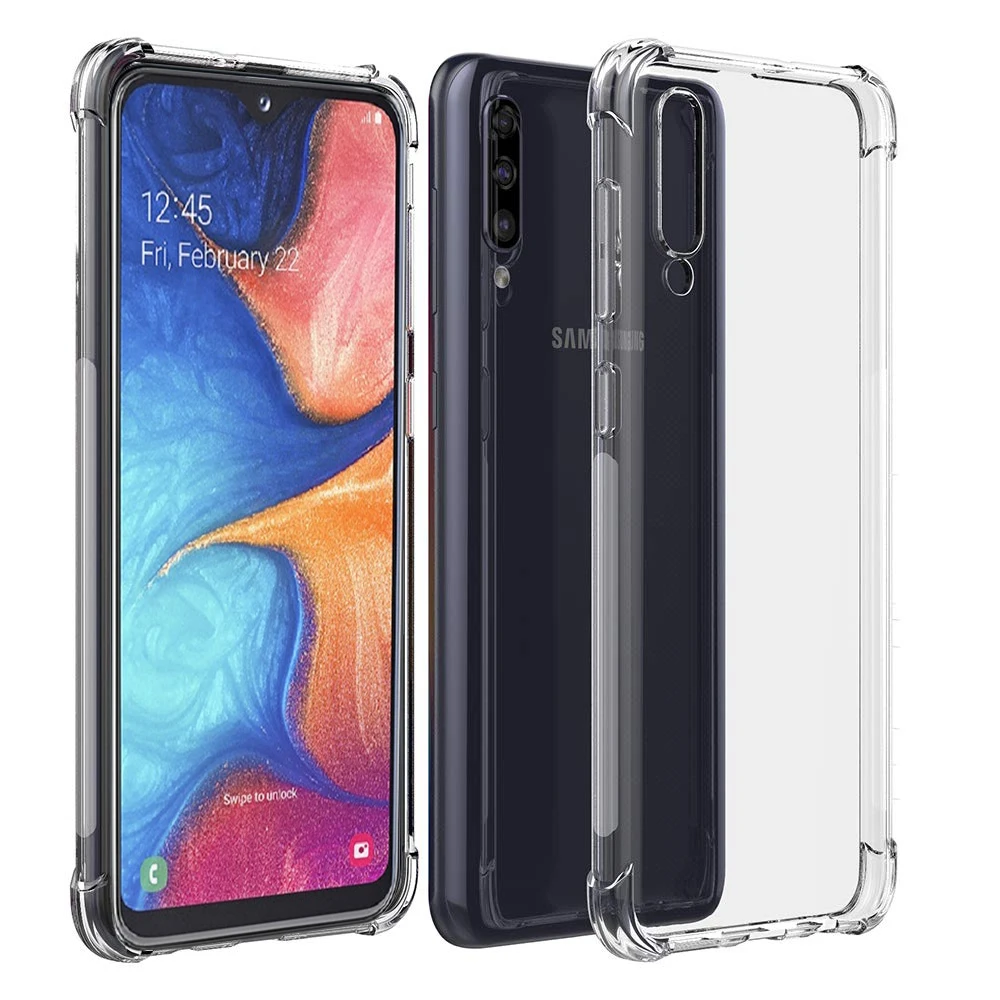 Противоударный чехол для Samsung a30 мягкий прозрачный из ТПУ с подушкой безопасности