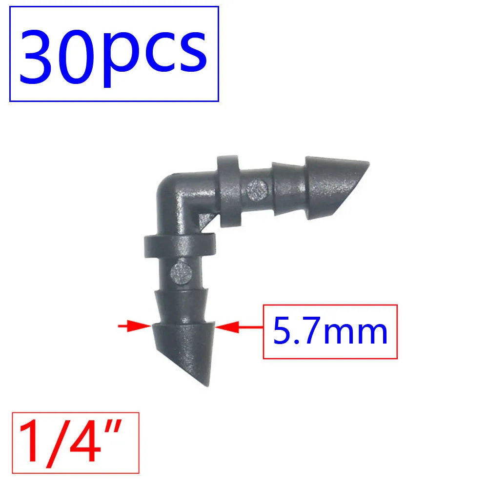 Irrigation Sprinkler 1/8 1/4 Inch Double Barbed Tee Single Elbow Water Pipe Connector Fitting Repair for 3/5 4/7mm Hose Coupler