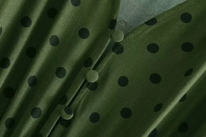 Женское Элегантное повседневное узкое миди платье с v-образным вырезом и принтом в горошек, с оборками, осенние женские вечерние платья с длинными рукавами, DS2951