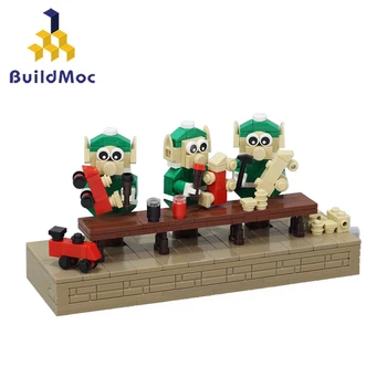 

BuildMoc Ideas Toys MOC Creator Elf Workshop Three Elves Figures Workbench DIY Assembly Educational Building Blocks For Children