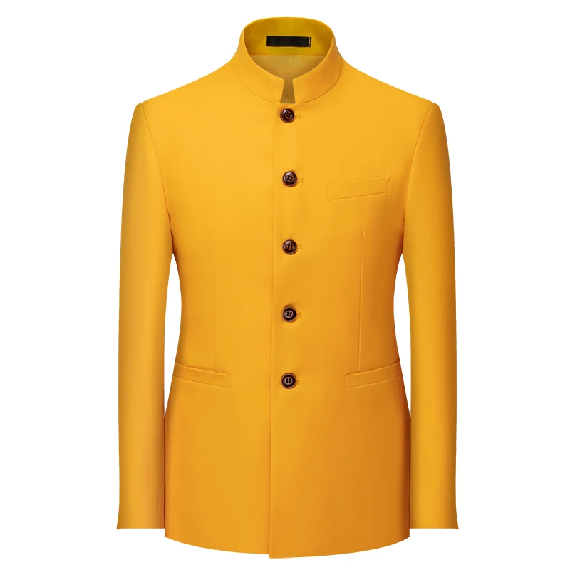 Causal Blazer Coats Men Stand Collar Solid Color Suit Jacket Mens Blazers Fashion Slim Fit Chinese Style Wedding Coats Plus Size