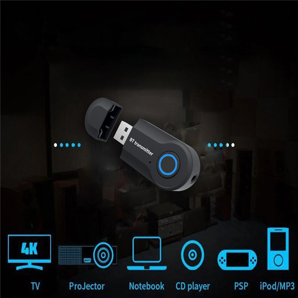 USB Bluetooth передатчик адаптер 3,5 мм AUX беспроводной аудио Музыка излучатель адаптер ключ с кабелем для компьютера ТВ автомобильная система
