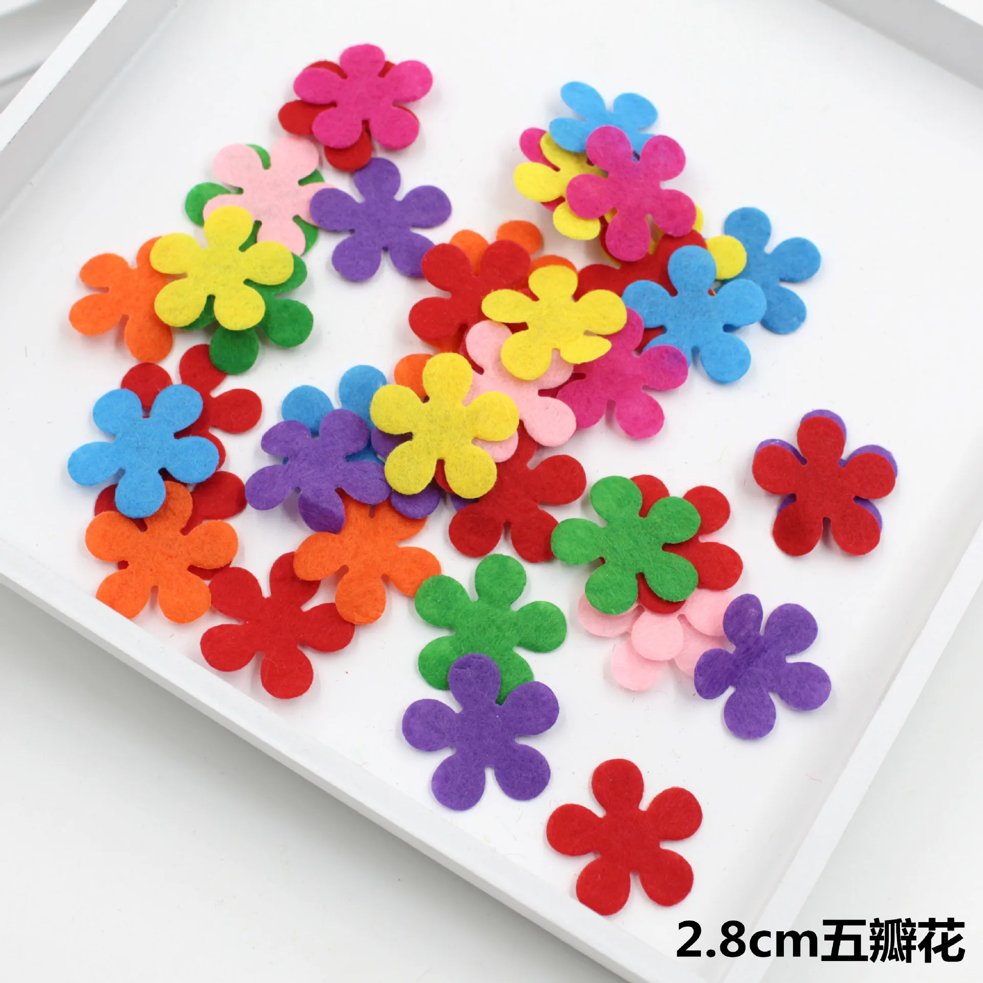 XICC 100PCS Colorful Nonwoven Round Flower Wool Felt Fabric Hair rope DIY Handmade Accessory Sticker Applique Patches Felt Pad - Цвет: 1-26