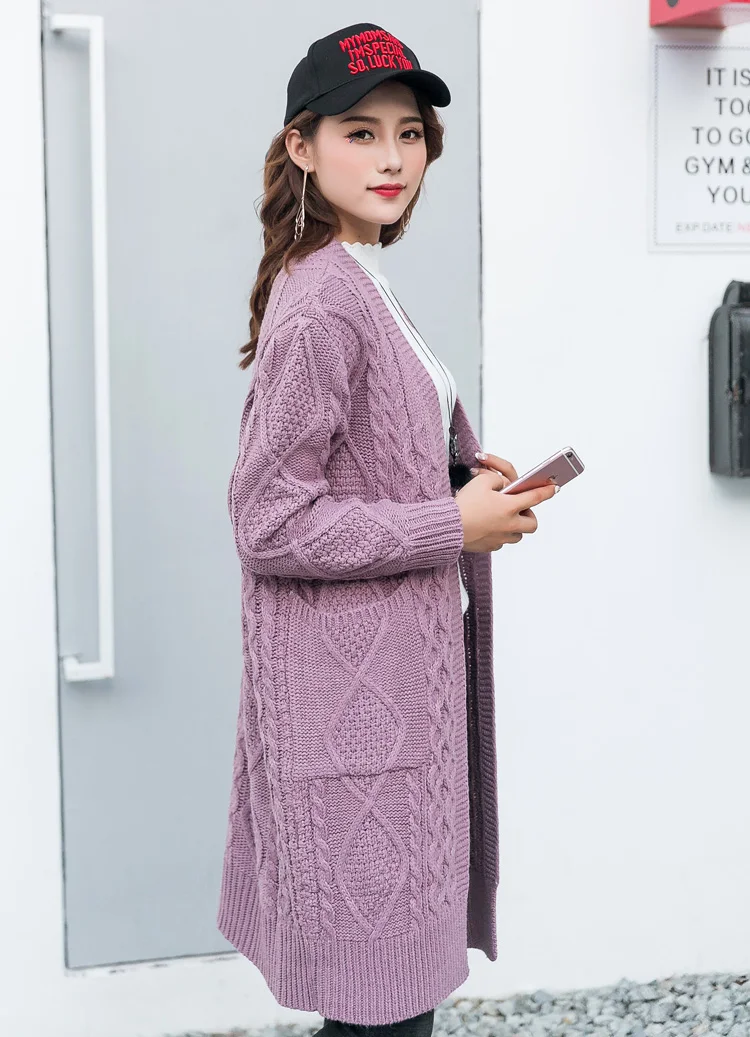 Winter Autumn Long Female Cardigans Latern Sleeve Casual Knitted Poncho Sweaters Oversized Long Cardigans Korean sueter