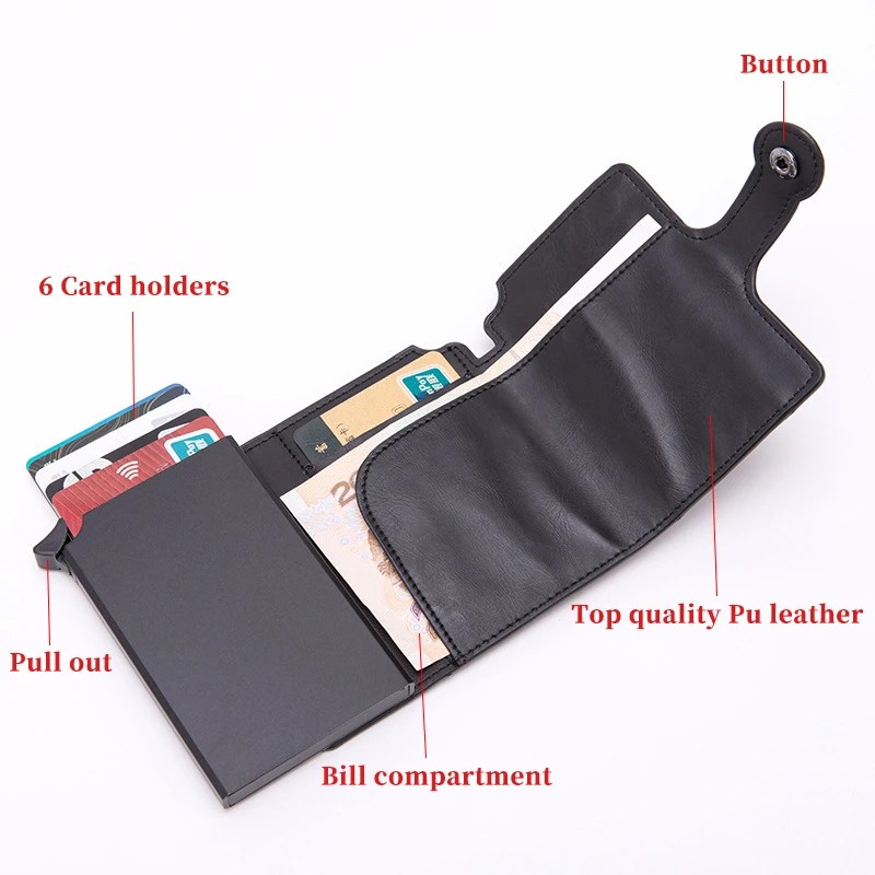 Travel Casual Unisex Wallet Coin Purse Top Quality Smart Wallet Metal Aluminum Auto Pop-up Fashion Button Money Bag