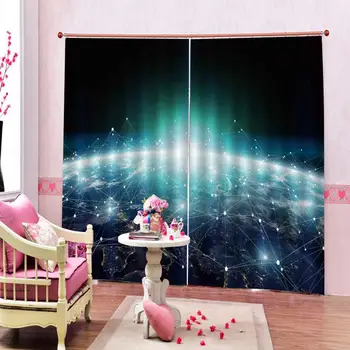 

Earth 3D Curtain Constellation Sun and Moon Print Window Drapes Home Indoor Decor For Living room bedroom Custom any size