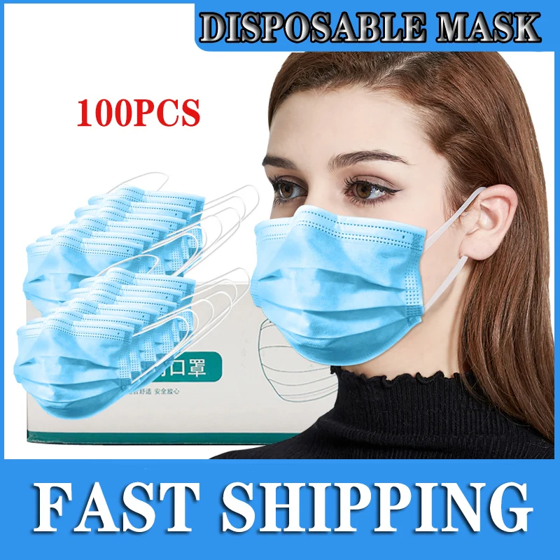 

Disposable Mask Face Mouth 100pcs Women Virus Ftp 3 Layer Fly Filter Antivirus Just Bfe-n95 Meltblown In Stock