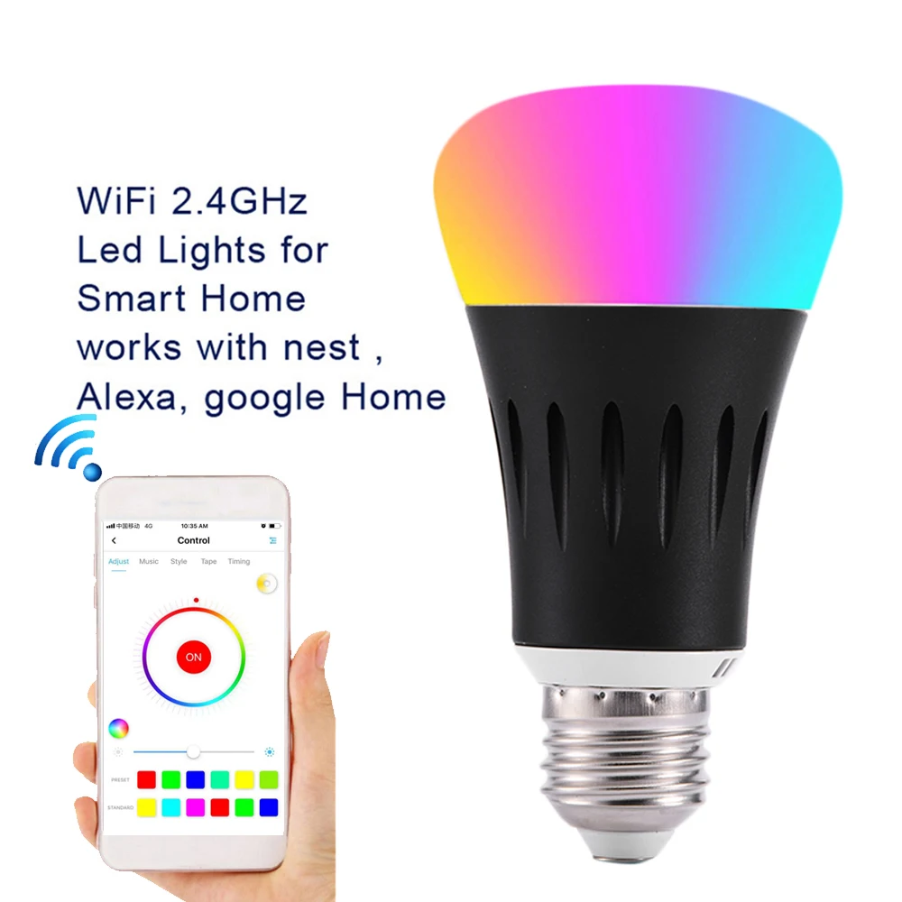 

Dimmable Smart WiFi Bulb 220V RGB 7W Mobile Phone Long Distance Remote Control Support Sound Control Switch Timing E27 Bulb