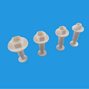 

4pcs/set Cake Tools White Hexagon Plunger Cookie Cutter Fondant Decorating Tools Biscuit Mold Baking Tools Cakes Sugarcraft Tool