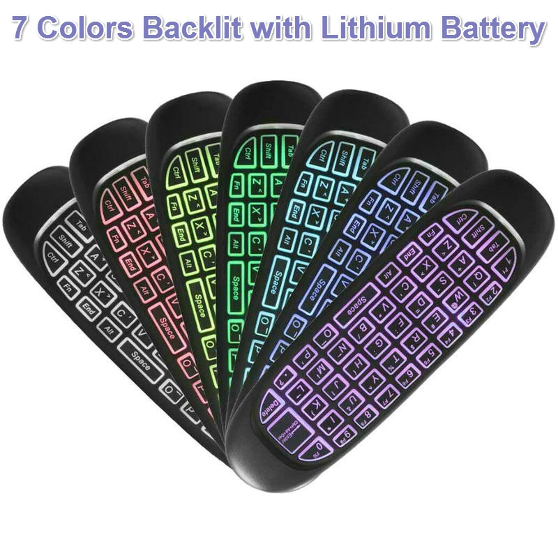 T tv BOX C120 подсветка 2,4G воздушная мышь перезаряжаемая Беспроводная Клавиатура дистанционного управления для Android tv Box Компьютер английская версия