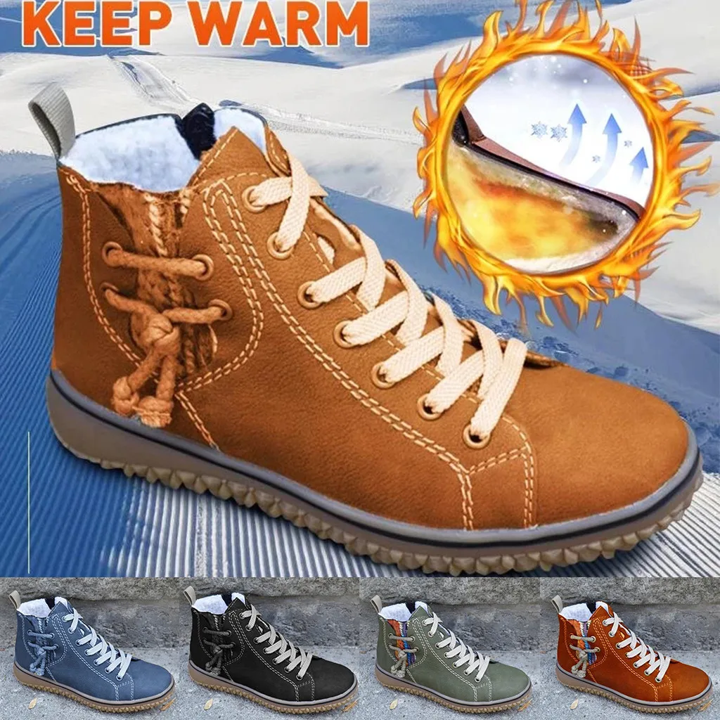 

Fashion Women's Ankle Boots Plus Size Casual Flat Shoes Wedges Sneakers Short Boots Velvet Warm Booties For Women Winter Shoes